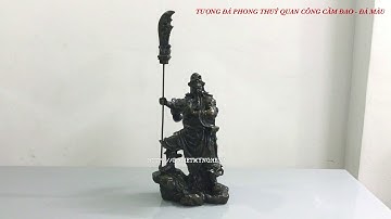 TƯỢNG ĐÁ PHONG THUỶ QUAN CÔNG CẦM ĐAO - ĐÁ MÀU