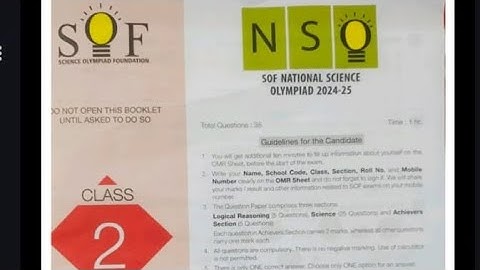 Class 2 NSO Olympiad Question Paper 2024-25| SOF NSO Exam For Class 2|Science Olympiad|SOF|2024-25