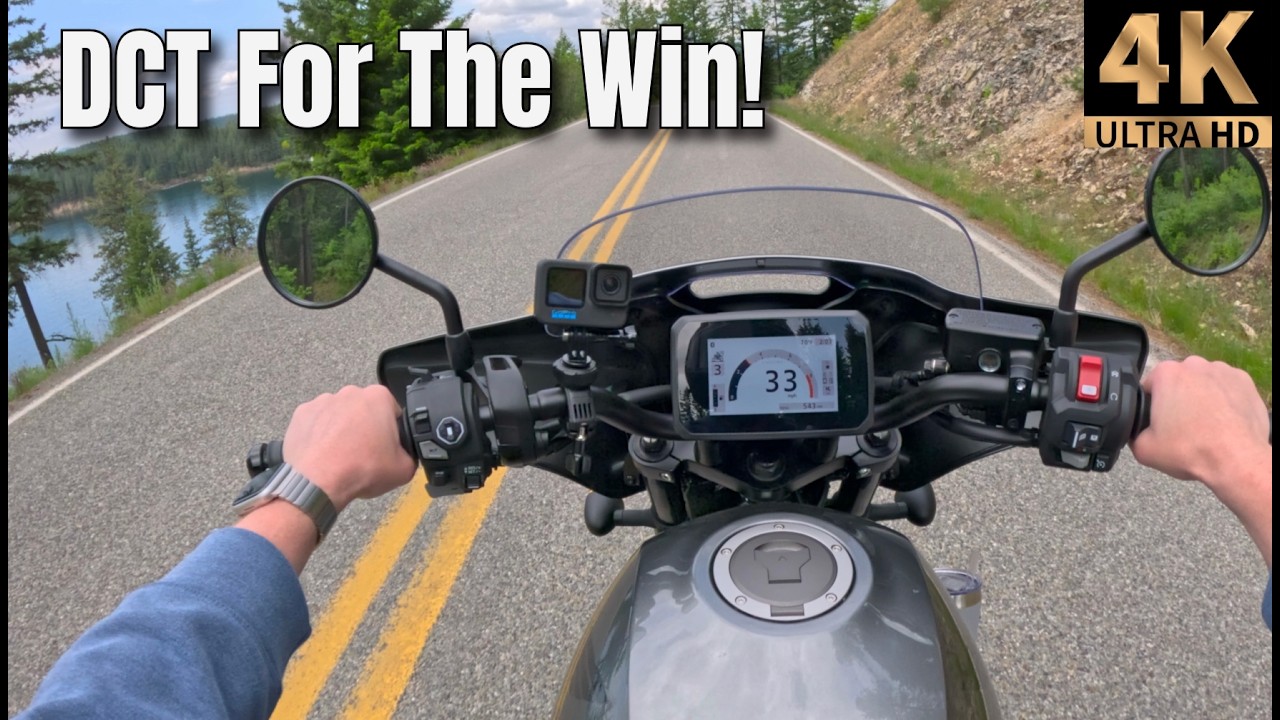 Я ехал на своем REBEL 1100 DCT 2025 года по извилистой дороге у озера