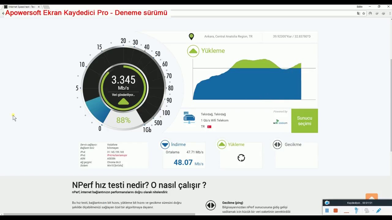 50 megabit vodafone evde internet speedtest ve nperf com uzerinden hiz testleri youtube