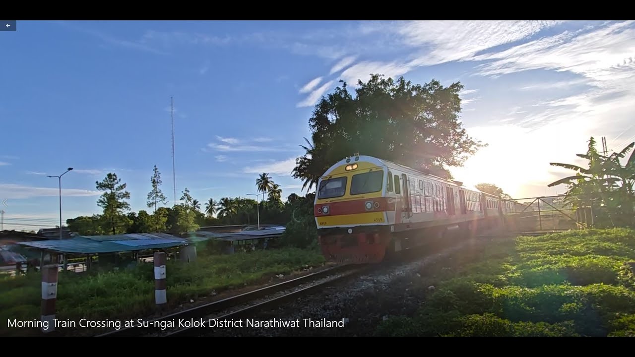 Morning Sunrise Train Crossing at Su-ngai Kolok, Narathiwat Disctrict Thailand Siam