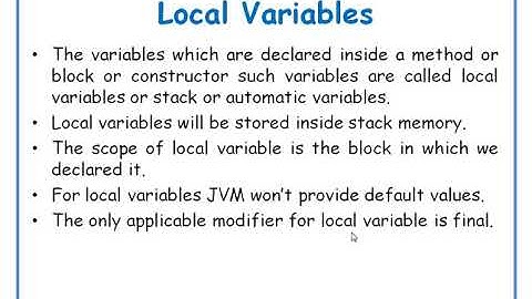 Local Variables in java in Telugu || JAVA in Telugu Lecture-22