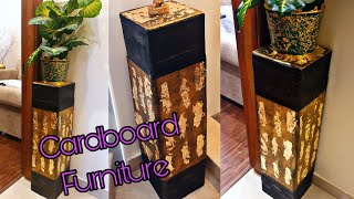 How to make a Beautiful Floor Pillar Table from Waste Cardboard|| Cardboard Furniture Idea: #howto