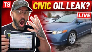 2007 Honda Civic Roadside Emergency 🚨 Massive Oil Leak Diagnosis & Repair | TS Mobile Mechanic LIVE