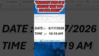 😱 Microsoft Word Hidden Shortcut Keys | Date & Time Trick | How to shortcut keys in Ms word #shorts
