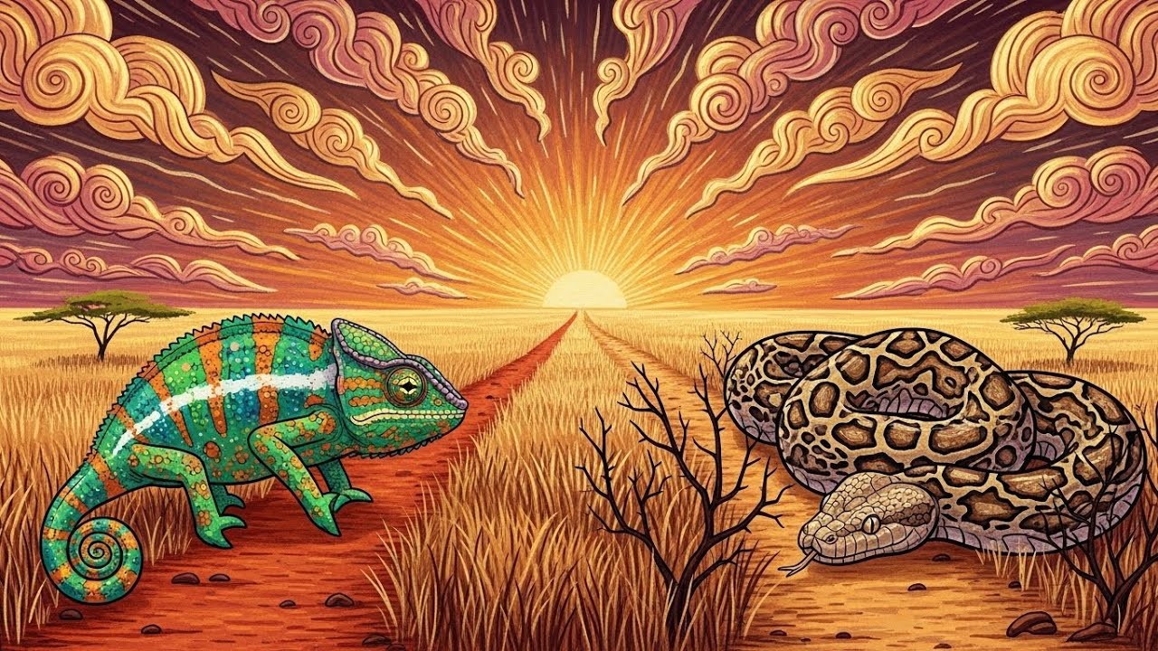 Python's Revenge on Chameleon 🐍 African Folktale | Animated Bedtime Stories for Kids | Moral Tales
