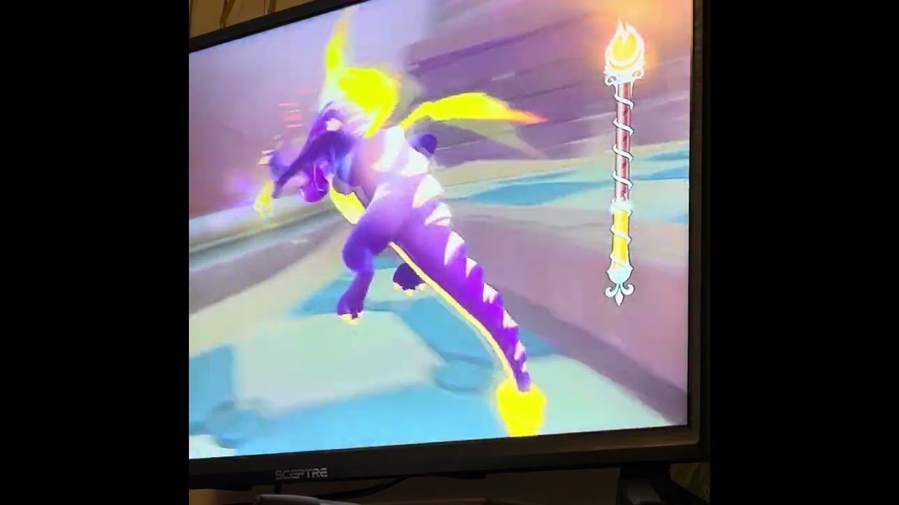 Spyro helping out Handle and Greta to get the flag from Bob the Flagkeeper