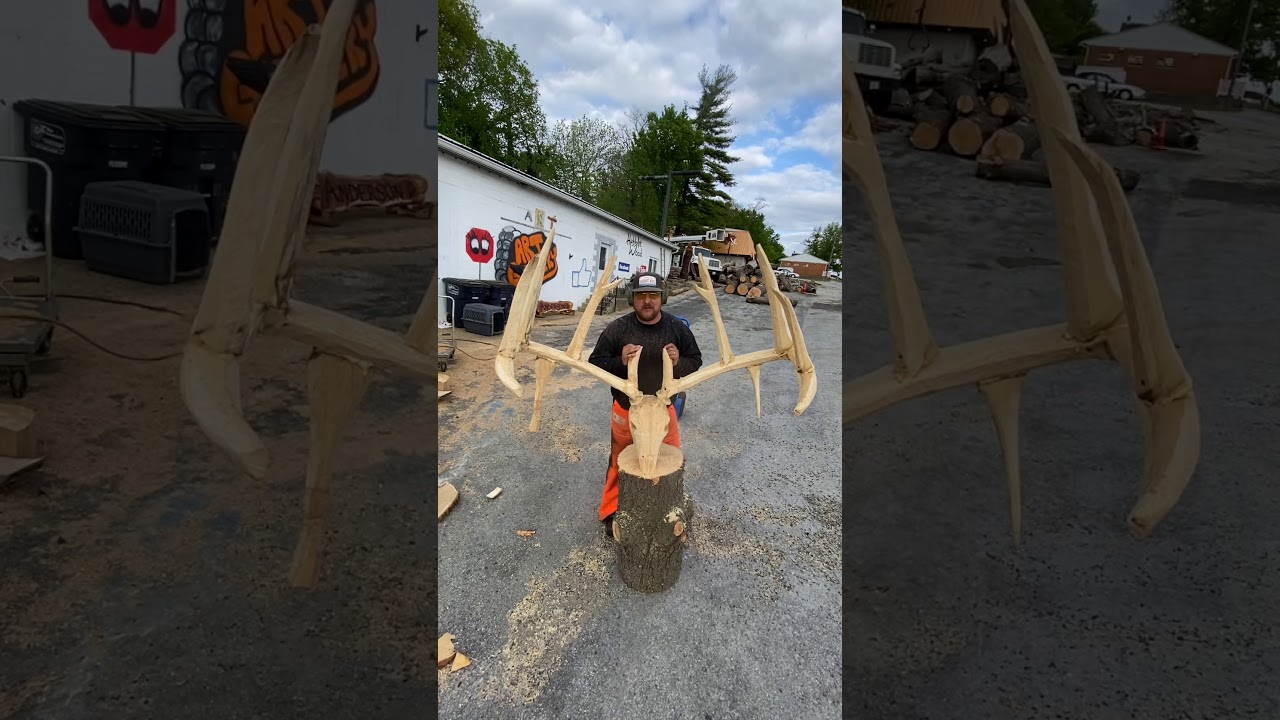 Deer mount chainsaw carving Timelapse YouTube
