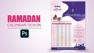 Ramadan 2020 Calendar | Ramadan Sehr And Iftar Timing Chart Design In Photoshop CC [Urdu/Hindi] screenshot 5