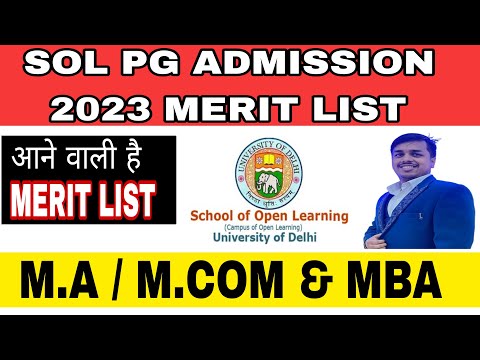 SOL PG ADMISSION 2023 MERIT LIST | Sol Pg Merit List Latest Update | SOL PG ADMISSION DU