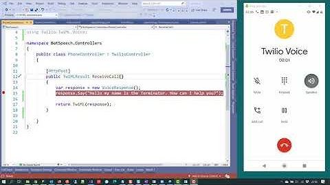 Calling Twilio from my personal phone and hitting a web-hook in Visual Studio.