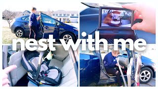 NEST WITH ME | cleaning my car, installing the baby camera &amp; car seat