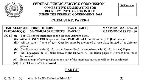 CSS PAST PAPERS - 2015 - CHEMISTRY - PAPER 1 - OPTIONALLY SUBJECT  (GROUP 2)