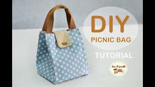 DIY PICNIC BAG// CUTE BAG TUTORIAL // วิธีทำกระเป๋าปิคนิคแบบง่ายๆ