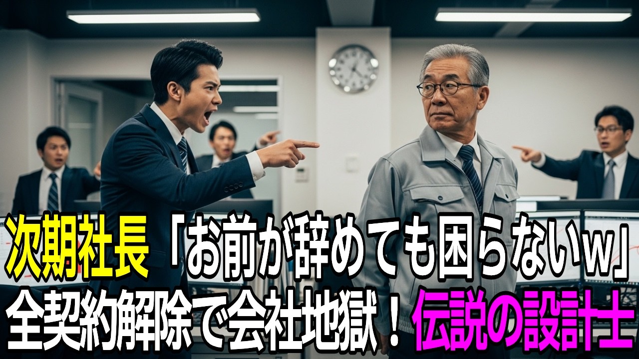次期社長に「お前が辞めても困らない」と罵倒された再雇용의 60代。「では今日で退きます」と告げた直後、全契約解除で会社が地獄に…実は伝説の設計士で会場凍りつく！