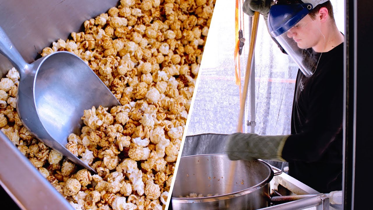 Inside a kettle corn stand at Miss Hannah's Gourmet Popcorn in Tigard Oregon YouTube