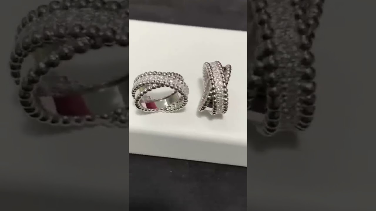 Van Cleef & Arpels Perlée 18K White Gold Diamonds Duo Ring VCARP9XQ00 