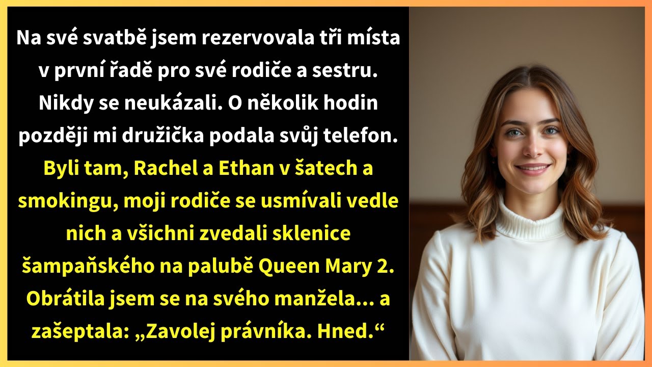 Den mé vlastní svatby seděly tři židle v první řadě prázdné. Zarezervovala jsem je pro rodiče a sestru, kteří týden předtím přísahali, že si ani tříhodinovou cestu nemohou dovolit. Držela jsem se...