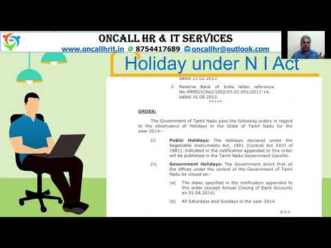 Holiday under NI and RP Act