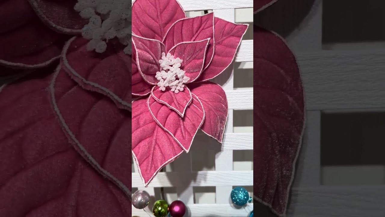 Raz 22" Pink Glitter Trim Poinsettia Christmas Tree Pick F4531083