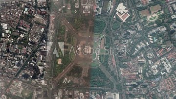 Zoom in from space and focus on Indonesia, Jakarta. 3D Animation. Background for travel intro.