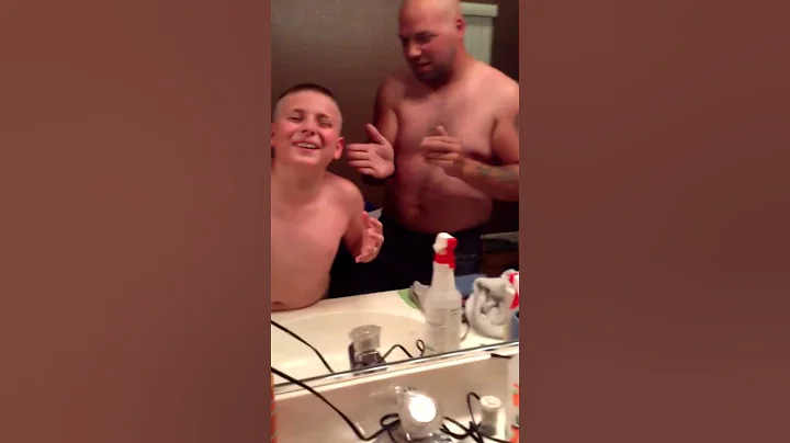 Kid first time head shave freaks out !