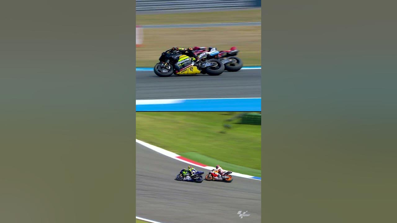 Rossi and Marini's similar last-chicane antics at the #DutchGP 🇳🇱! 😱