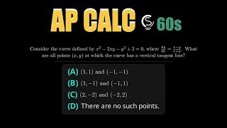 2025 AP Calc AB MCQ Question 11 - Vertical Tangents and Implicit Differentiation