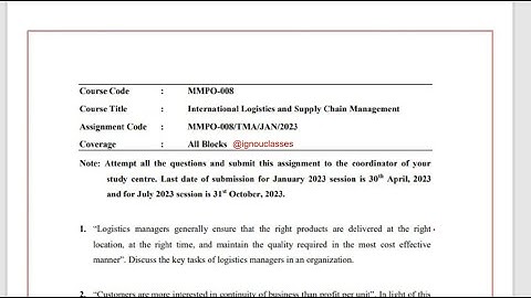MMPO - 008 Solved Assignment Jan 2023 & July 2023 PDF | MBA | International Logistics & Supply Chain