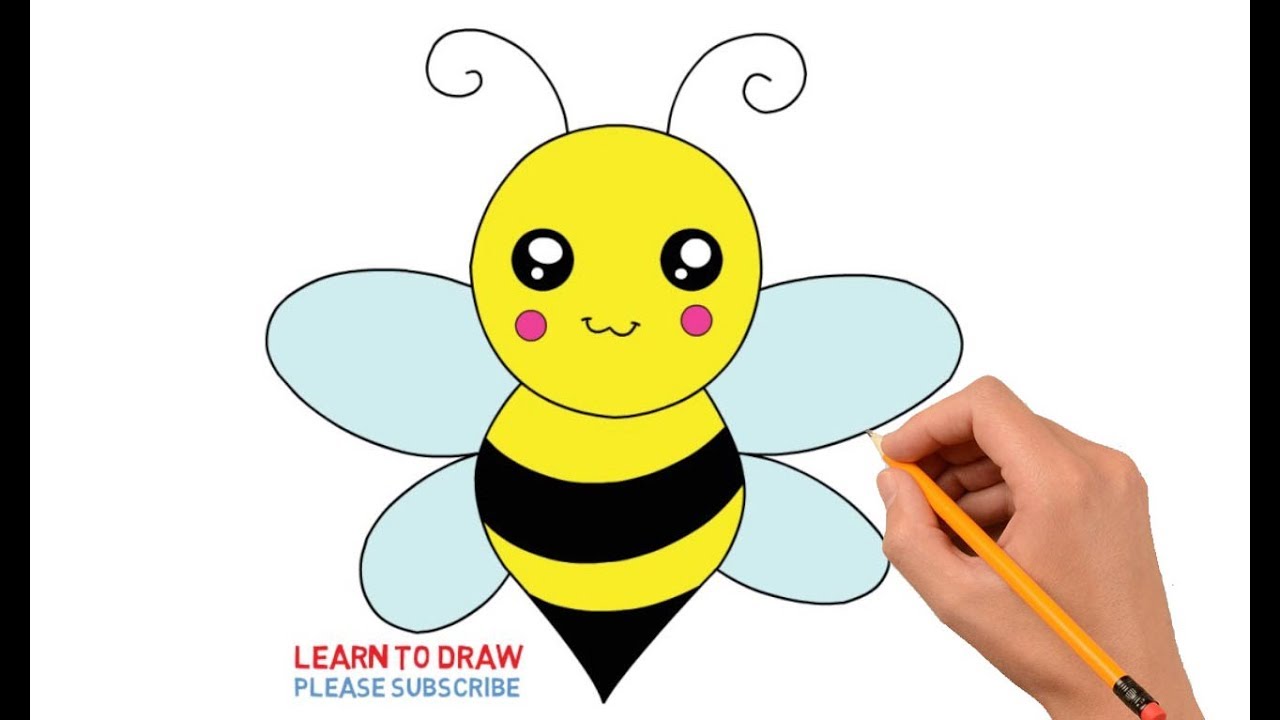 How To Draw a Cute Honey Bee Step By Step Easy For Kids - YouTube