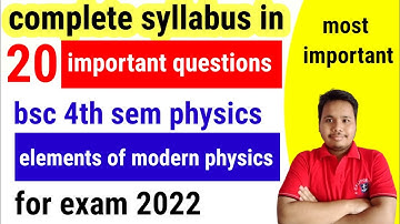 4th sem physics important questions || elements of modern physics important questions