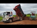 Beautiful Machines Eqipment Bulldozer Vs Dump Truck Spreading Dirt On Now Construntion | EP 1324 |