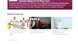 Healthy Aging: Learn how to use the McMaster Optimal Aging Portal