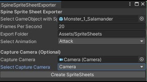 Spine 2D Animation To Sprite sheet unity