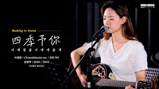 Video thumbnail of "🎧在韩国街头唱中文歌｜中韩版｜程响 - 四季予你｜延普罗｜OUBA MUSIC"