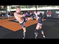 Rafael Fiziev teaches combo drills in the kickboxing class