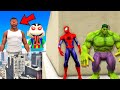 Gta 5  shinchan and franklin playing hide and seek kill with super heroes