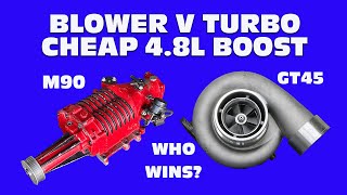 CHEAP, JUNKYARD M90 VS EBAY TURBO. HOW DO YOU LIKE YOUR LOW-BUCK BOOST? M90 VS TURBO 4.8L DYNO TEST.