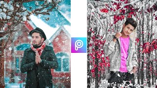 PicsArt winter Snowfall Photo Editing | winter Photo Editing Tutorial | PicsArt Editing screenshot 1