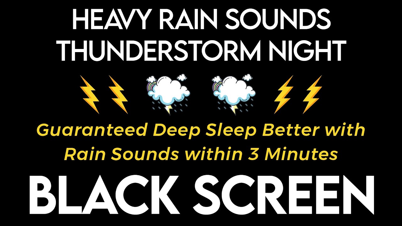 Гарантированный глубокий сон под звуки дождя – сильный ливень и гром | Black Screen Rain Sleep
