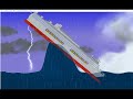 Queen Elizabeth ship being sunk by giant waves - Floating Sandbox Simulator