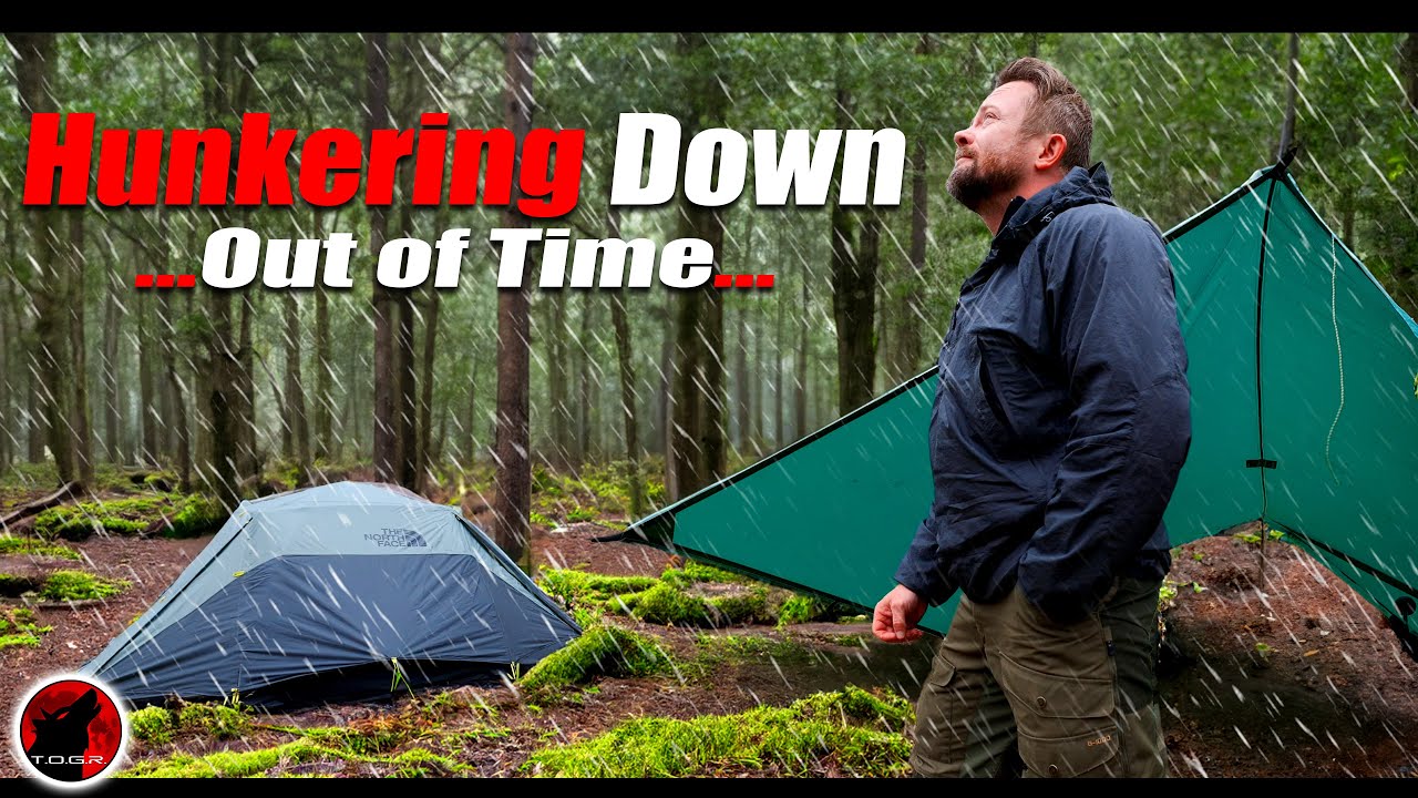 Hunkering Down in the Forest While Storms Rage   Rain Camping Adventure