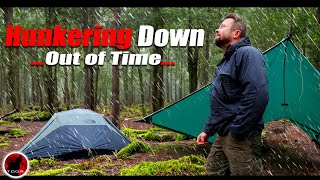 Hunkering Down in the Forest While Storms Rage  Rain Camping Adventure