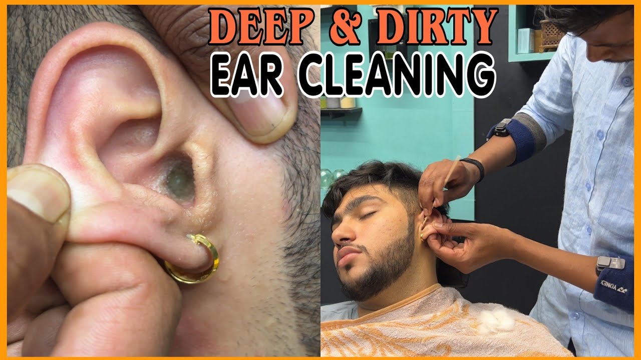 ASMR} Dirtiest Deep Ear Cleaning Wax Removal and Head Massage by  VIKRAM💈#asmr 