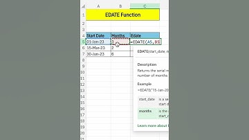 EDATE Function In Excel | EDATE Formula In Excel #excel #exceltips #exceltricks #interviewquestions