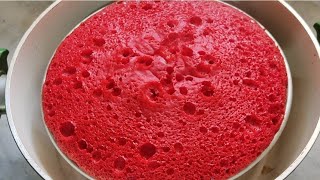 1 Kg Red Velvet Sponge Cake Recipe Without Oven | How To Make Red Velvet Sponge Cake | Basic Sponge