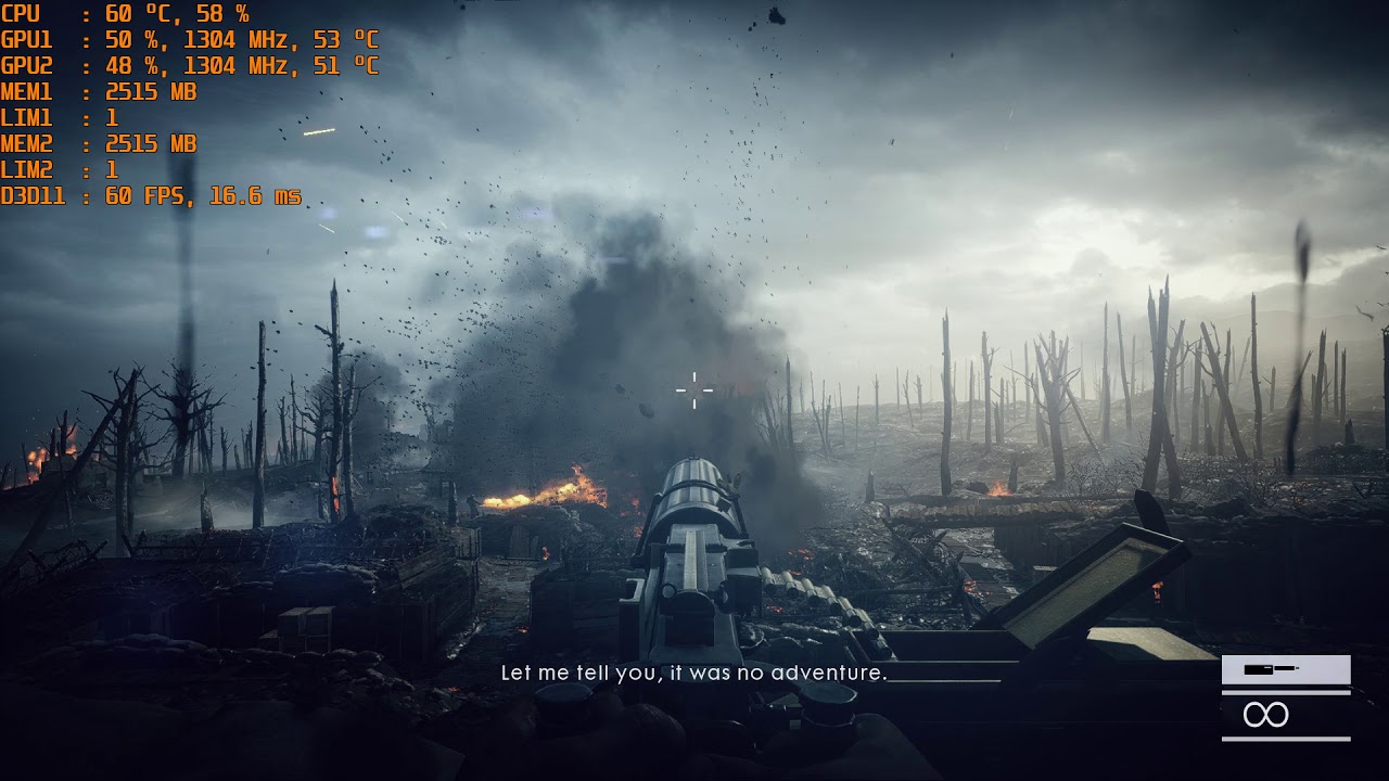 Gameplay Battlefield 1 SLI GTX970 60fps 1080p