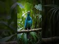 Stunning Blue Bird in Rainforest - Rare Blue Roller Bird Sings in Lush Jungle