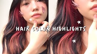 ย้อมผม ไฮไลท์สีแดง ด้วยตัวเอง!! 💁🏼‍♀️ Hair Color Highlights | kamkanwaa