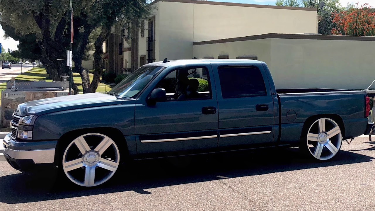 2006 Silverado Crew Cab With 2/4 Drop on 26s 275/25R26 - YouTube